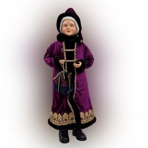 Elegant Purple and Gold Trim  Santa 34 inches tall
